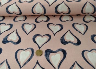 Love Heart Hilco Sweatstoff in rosé mit übergroßen Herzen